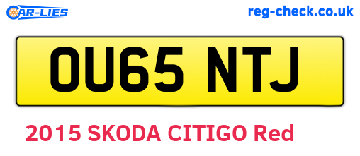 OU65NTJ are the vehicle registration plates.