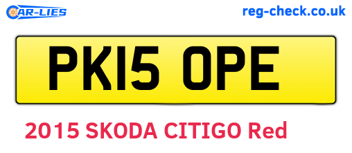 PK15OPE are the vehicle registration plates.