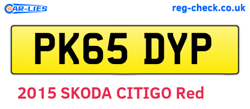 PK65DYP are the vehicle registration plates.
