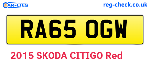 RA65OGW are the vehicle registration plates.