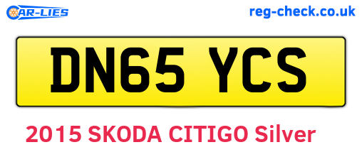 DN65YCS are the vehicle registration plates.