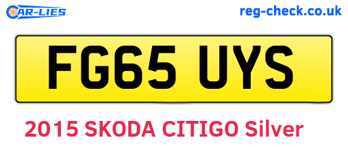 FG65UYS are the vehicle registration plates.
