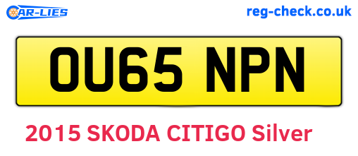 OU65NPN are the vehicle registration plates.