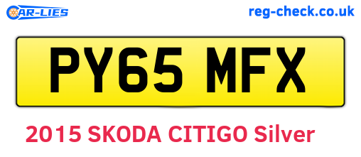 PY65MFX are the vehicle registration plates.