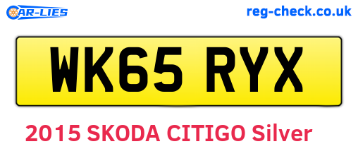 WK65RYX are the vehicle registration plates.