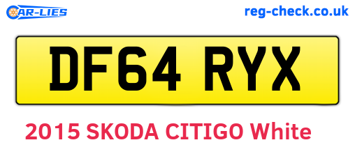 DF64RYX are the vehicle registration plates.
