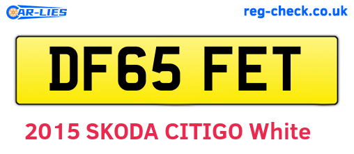 DF65FET are the vehicle registration plates.