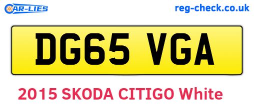 DG65VGA are the vehicle registration plates.