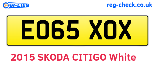 EO65XOX are the vehicle registration plates.