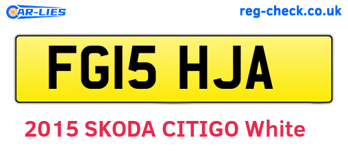 FG15HJA are the vehicle registration plates.