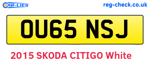 OU65NSJ are the vehicle registration plates.