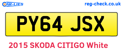 PY64JSX are the vehicle registration plates.