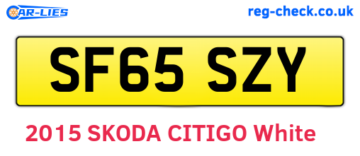 SF65SZY are the vehicle registration plates.