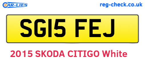 SG15FEJ are the vehicle registration plates.