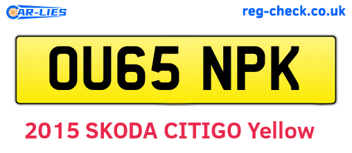 OU65NPK are the vehicle registration plates.