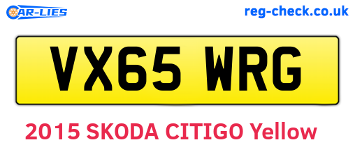 VX65WRG are the vehicle registration plates.
