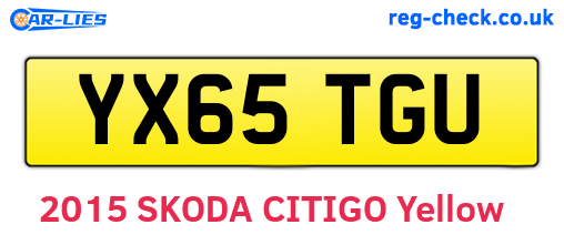 YX65TGU are the vehicle registration plates.