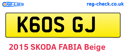 K60SGJ are the vehicle registration plates.