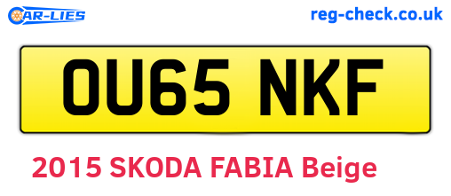 OU65NKF are the vehicle registration plates.