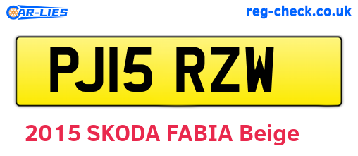 PJ15RZW are the vehicle registration plates.