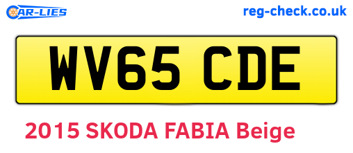 WV65CDE are the vehicle registration plates.