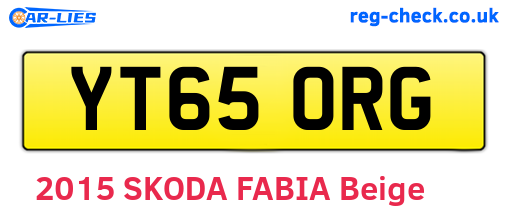 YT65ORG are the vehicle registration plates.
