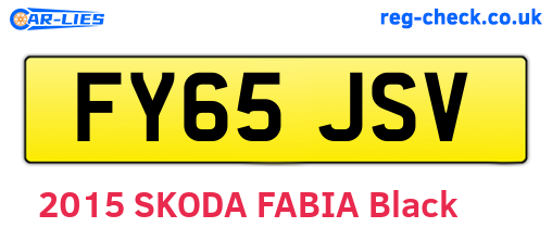 FY65JSV are the vehicle registration plates.