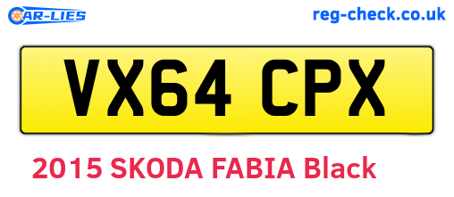 VX64CPX are the vehicle registration plates.