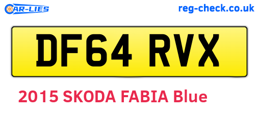 DF64RVX are the vehicle registration plates.