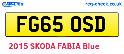 FG65OSD are the vehicle registration plates.