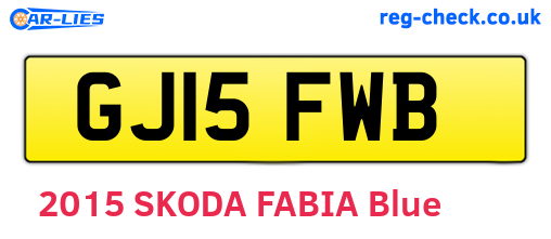 GJ15FWB are the vehicle registration plates.
