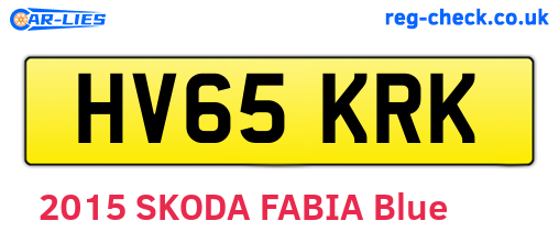HV65KRK are the vehicle registration plates.