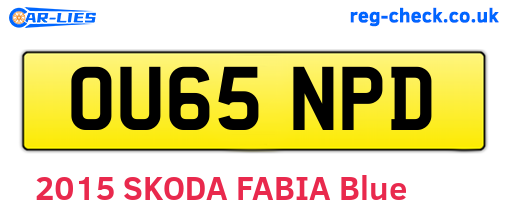 OU65NPD are the vehicle registration plates.
