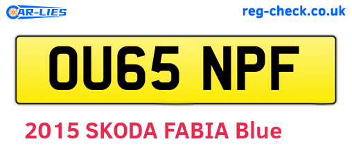 OU65NPF are the vehicle registration plates.