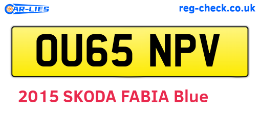 OU65NPV are the vehicle registration plates.