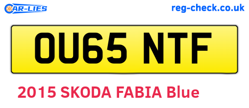OU65NTF are the vehicle registration plates.