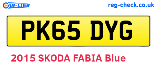 PK65DYG are the vehicle registration plates.