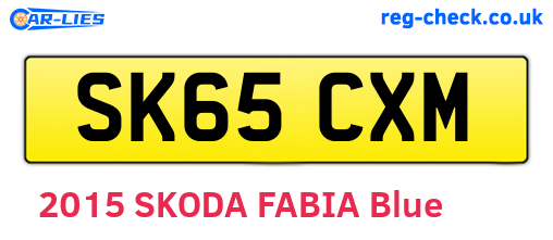 SK65CXM are the vehicle registration plates.