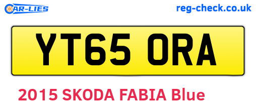 YT65ORA are the vehicle registration plates.
