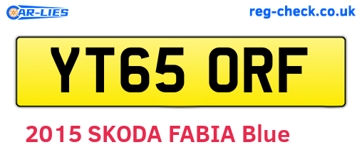YT65ORF are the vehicle registration plates.