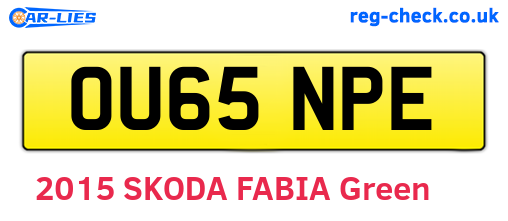 OU65NPE are the vehicle registration plates.