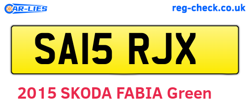 SA15RJX are the vehicle registration plates.