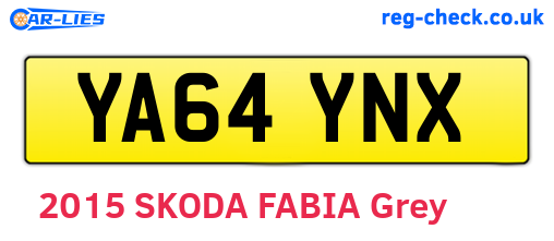 YA64YNX are the vehicle registration plates.