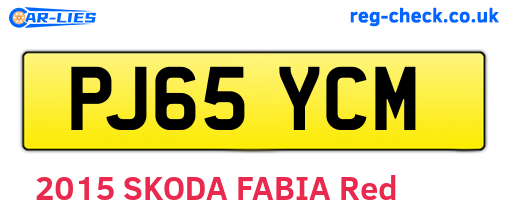 PJ65YCM are the vehicle registration plates.