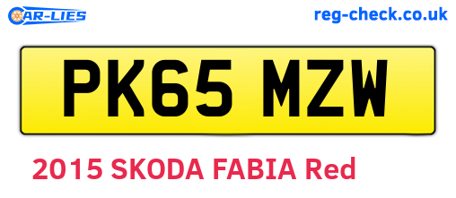 PK65MZW are the vehicle registration plates.