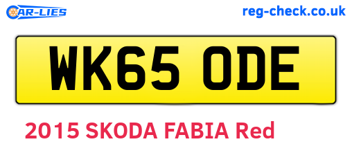 WK65ODE are the vehicle registration plates.