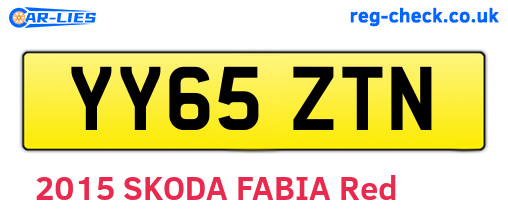 YY65ZTN are the vehicle registration plates.
