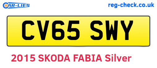 CV65SWY are the vehicle registration plates.