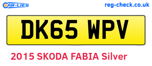 DK65WPV are the vehicle registration plates.