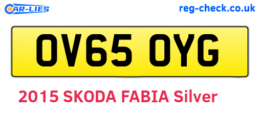 OV65OYG are the vehicle registration plates.